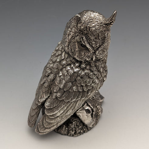 英國 Country Artists 公司 貓頭鷹 純銀鍍層雕刻 擺飾公仔