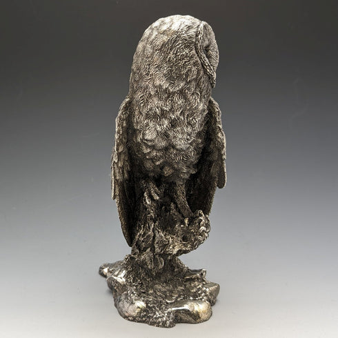 英國 Country Artists 公司 貓頭鷹 純銀鍍層雕刻 大型雕像