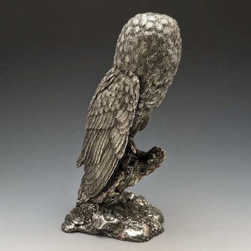 英國 Country Artists 公司 貓頭鷹 純銀鍍層雕刻 大型雕像