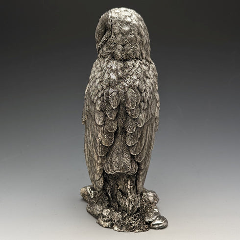 英國 Country Artists 公司 貓頭鷹 純銀鍍層雕刻 大型雕像