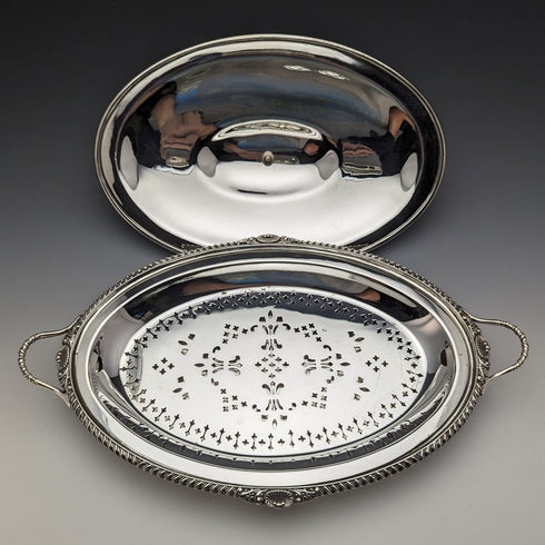 1900年頃 英国アンティーク シルバープレート製 ブレックファーストディッシュ William Hutton