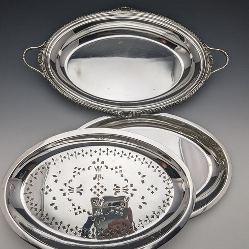 1900年頃 英国アンティーク シルバープレート製 ブレックファーストディッシュ William Hutton