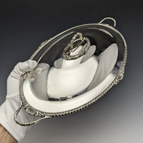 1900年頃 英国アンティーク シルバープレート製 ブレックファーストディッシュ William Hutton