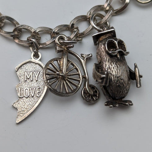 英国ヴィンテージ 純銀製 チャームブレスレット 32g