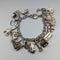 British vintage sterling silver charm bracelet 62g