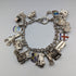 British vintage sterling silver charm bracelet 62g