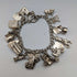 British vintage sterling silver charm bracelet 62g