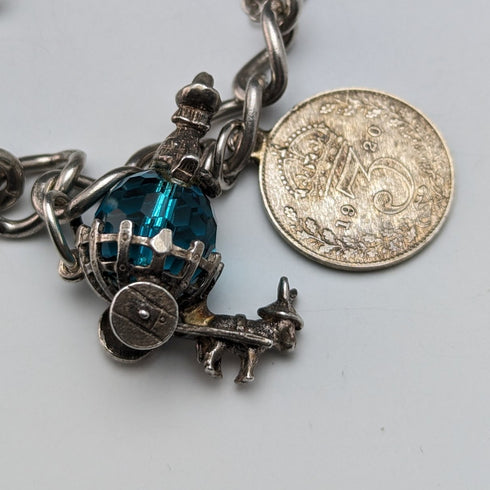 1970 British vintage sterling silver charm bracelet 32g