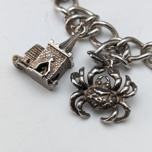 1970 British vintage sterling silver charm bracelet 32g