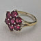 British Vintage Jewelry Garnet Flower Sterling Silver Gilt Ring Ring