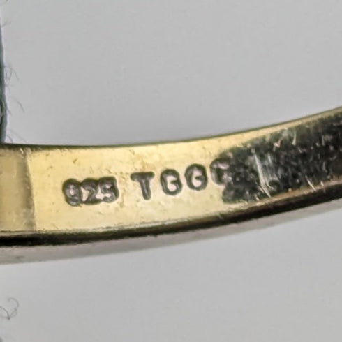 British Vintage Jewelry Garnet Flower Sterling Silver Gilt Ring Ring