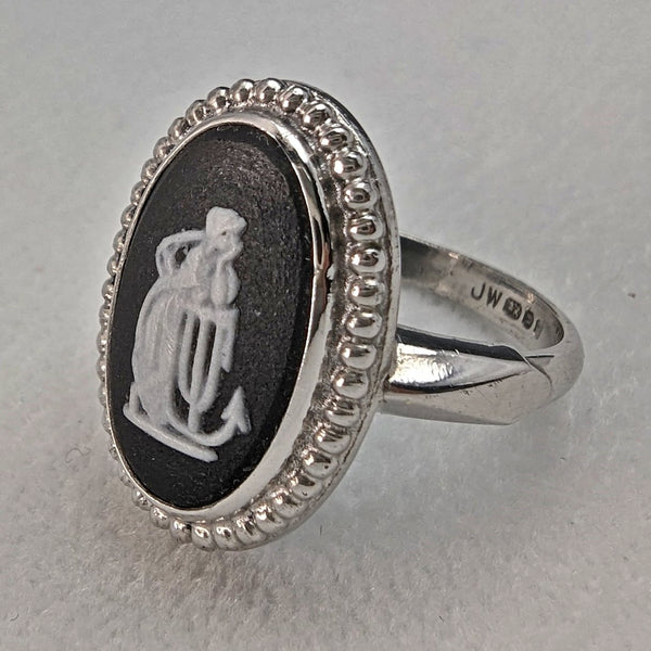 British Vintage Jewelry Wedgwood Jasperware Sterling Silver Ring Ring