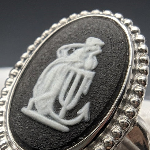 英國復古珠寶韋奇伍德碧玉純銀戒指戒指