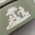 British Vintage Wedgwood Jasperware Oval Box Accessory Case Green