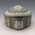 British Vintage Wedgwood Jasperware Oval Box Accessory Case Green