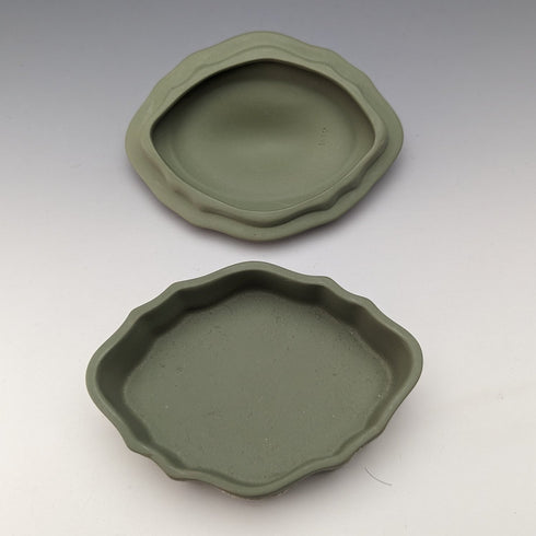 英國復古 Wedgwood Jasperware 橢圓形盒子配件箱綠色