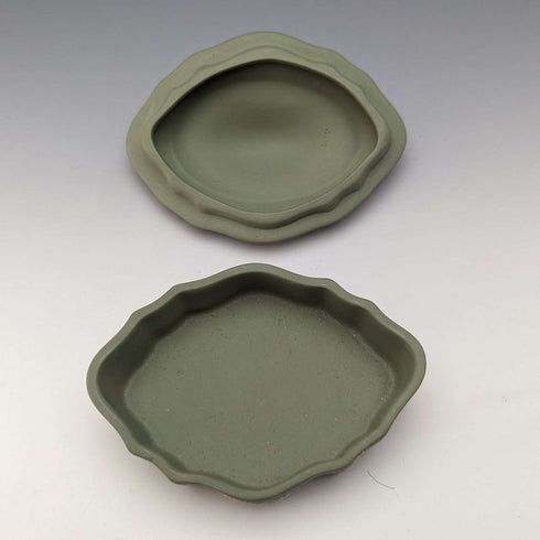 British Vintage Wedgwood Jasperware Oval Box Accessory Case Green