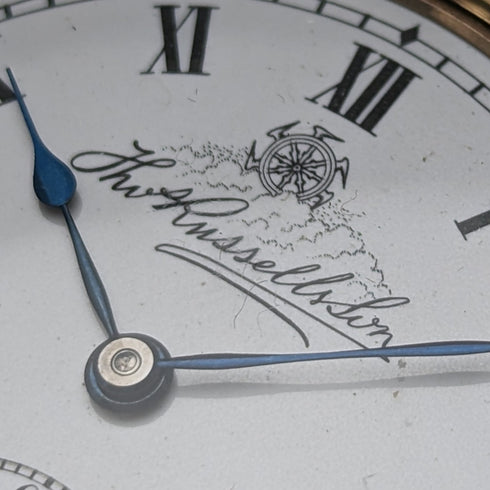 1920s British antique Russell pocket watch gold-plated open face works well