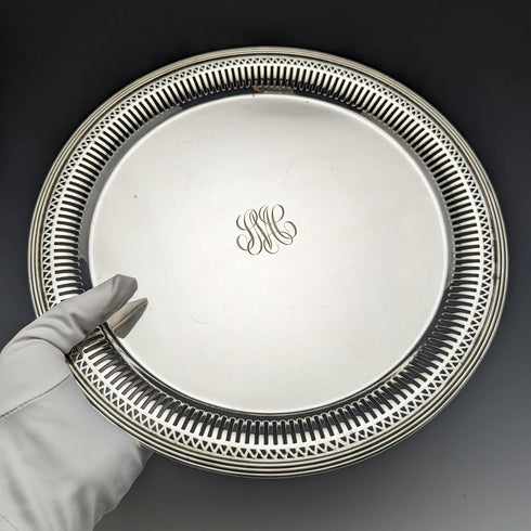 Early 20th Century American Antique Silver Plated Tray Diameter 28cm Gorham