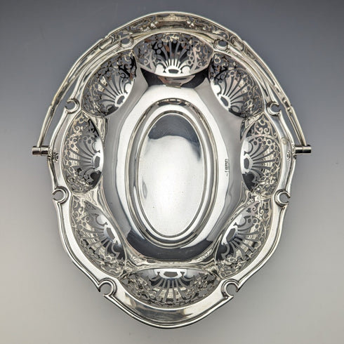 1907 年英國古董純銀籃式耳環可活動手柄 347 克 Walker&Hall