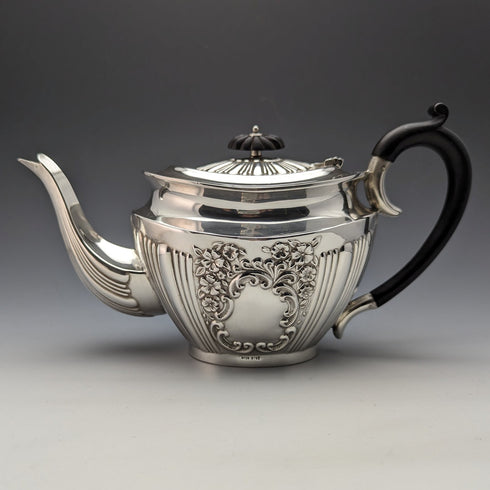 Around 1902 British Antique Sterling Silver Bachelor Teapot 3 Piece Set Total 540g Walker&Hall
