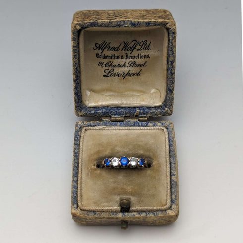British Vintage Leather Upholstered Ring Box Alfred Wolf Ltd