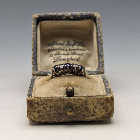 British Vintage Leather Upholstered Ring Box Alfred Wolf Ltd