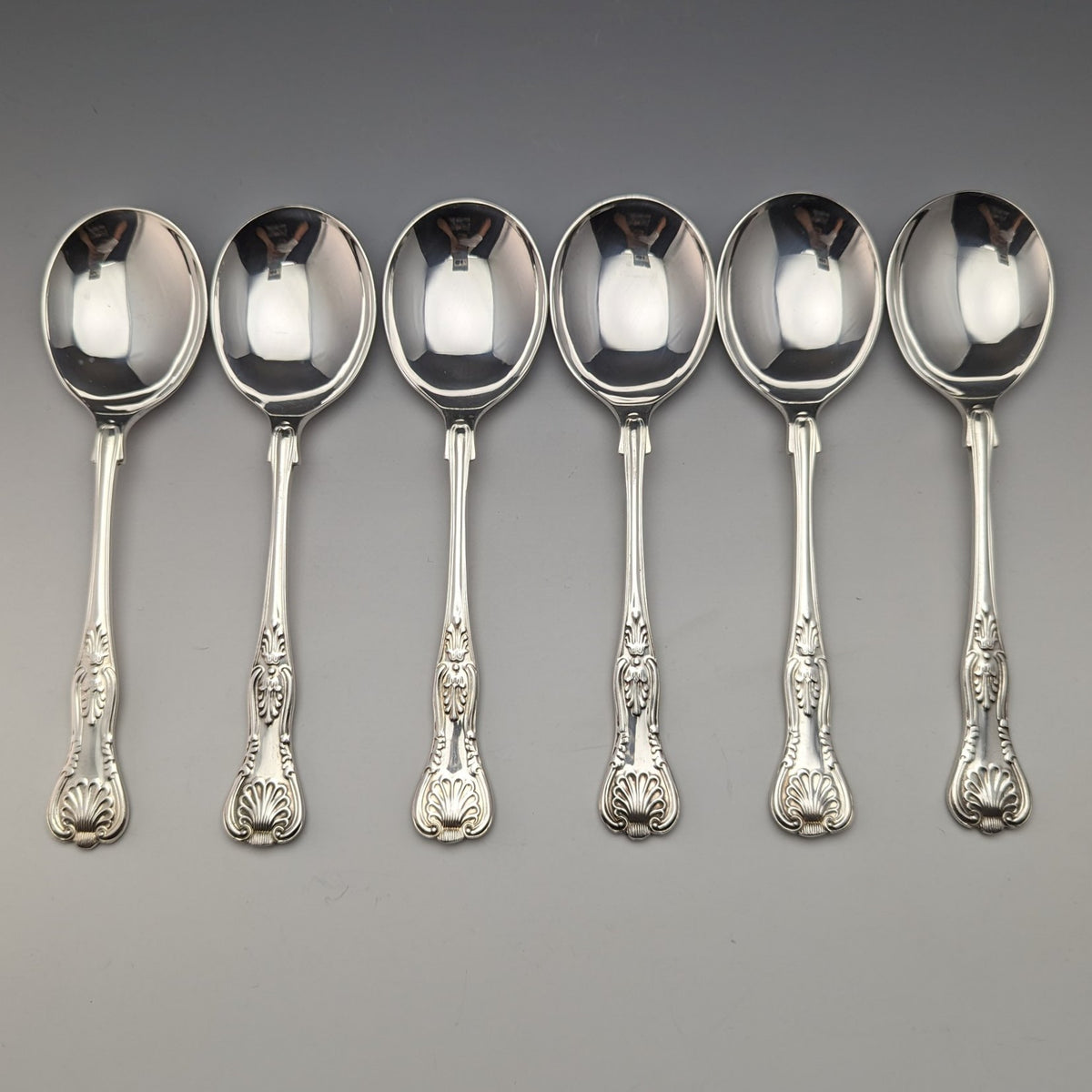 英国ヴィンテージ シルバープレート製 スープスプーン 6本セット