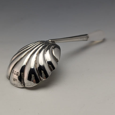 1896 British Antique Sterling Silver Tea Caddy Spoon Moonstone Handle Robert James Chaplin