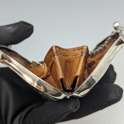 1917年 英国アンティーク 純銀 チェーン付き コインケース FD Long