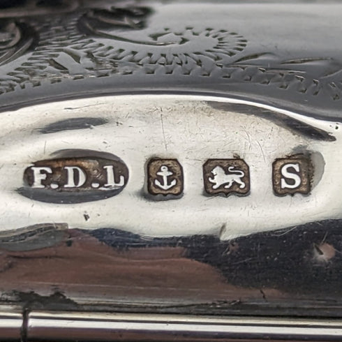 1917年 英国アンティーク 純銀 チェーン付き コインケース FD Long