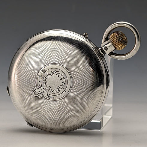 1901 British antique Benson BANK pocket watch silver side open face works well