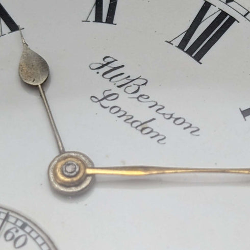 1901 British antique Benson BANK pocket watch silver side open face works well