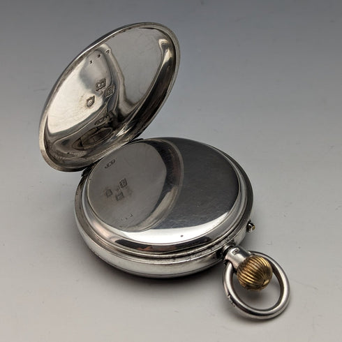 1901 British antique Benson BANK pocket watch silver side open face works well