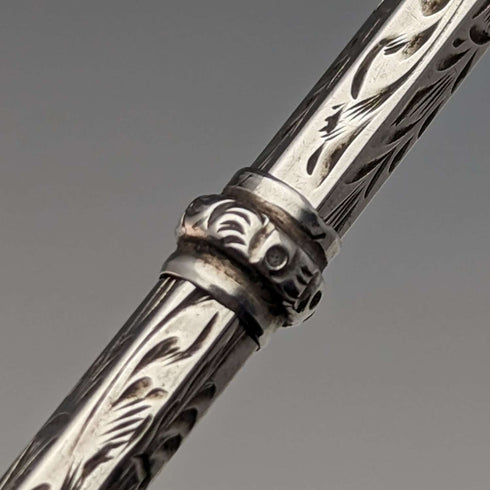 アンティーク シャープペンシル 伸縮式60-93mm マジックペンシル シルバープレート ガラス装飾