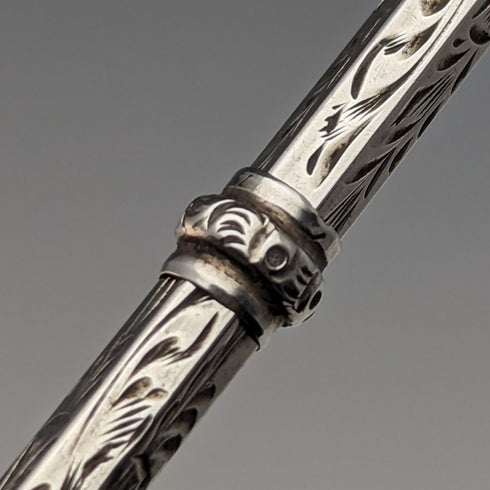 アンティーク シャープペンシル 伸縮式60-93mm マジックペンシル シルバープレート ガラス装飾