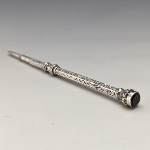 アンティーク シャープペンシル 伸縮式60-93mm マジックペンシル シルバープレート ガラス装飾