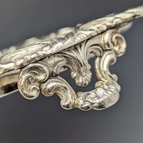 1820s British antique silver plate salva diameter 30cm