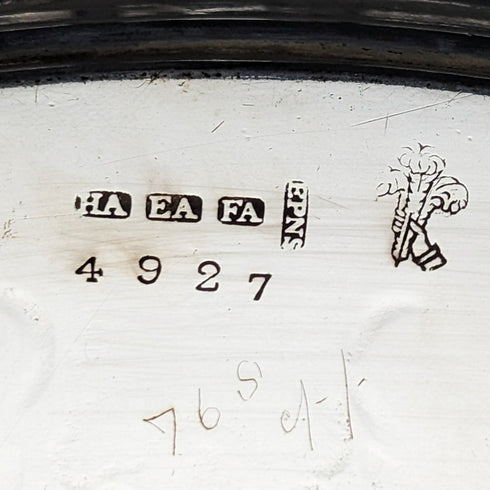 1907 年左右英國古董鍍銀薩爾瓦直徑 32 厘米亨利·阿特金斯