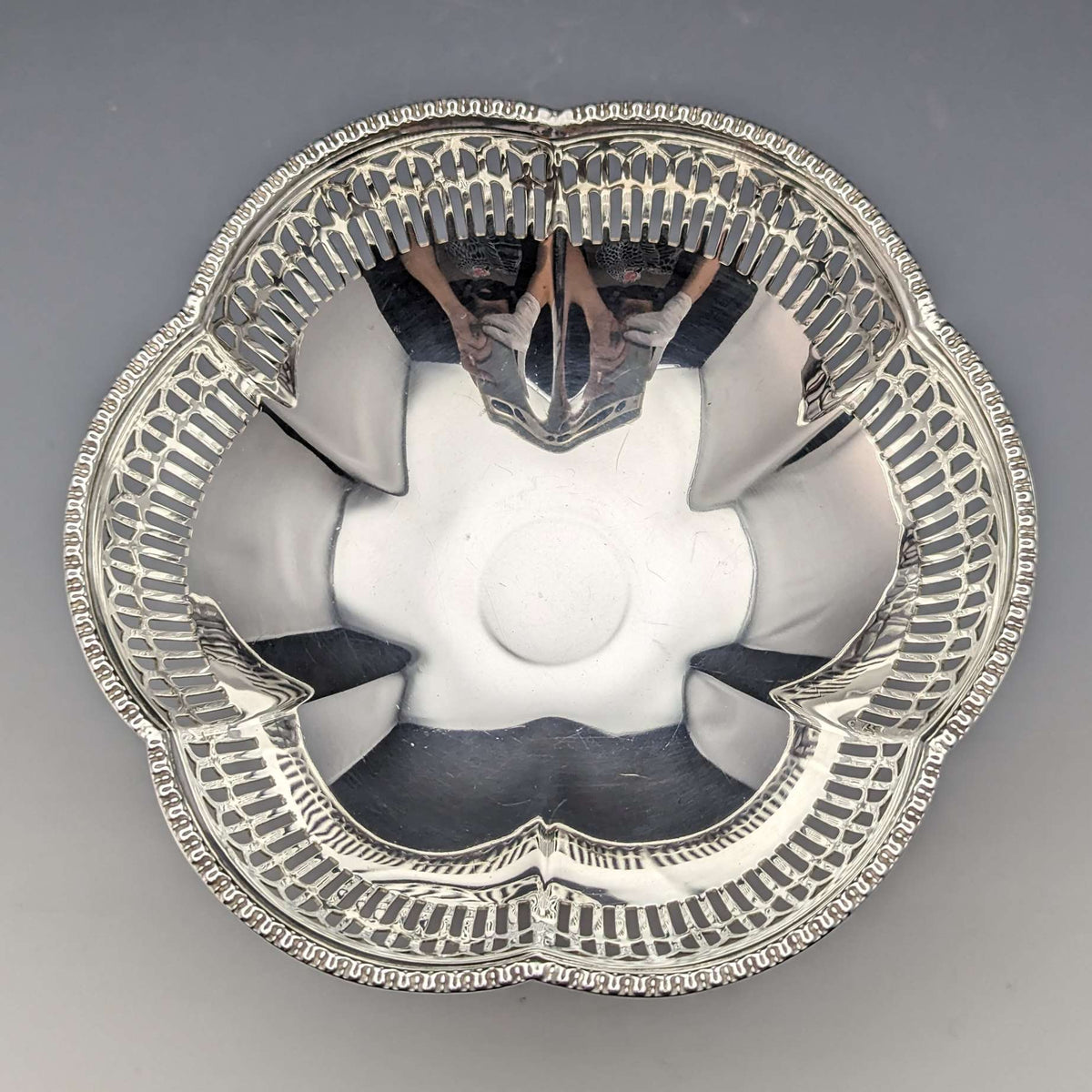 1924年 英国アンティーク 純銀製コンポート 直径12cm 145g Mappin&Webb 