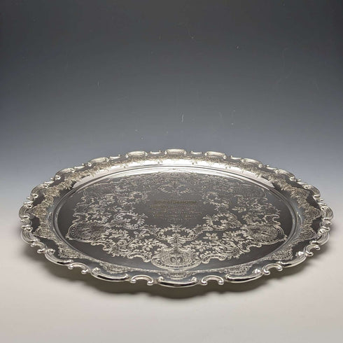 Around 1907 British Antique Silver Plated Salva Diameter 32cm Henry Atkins