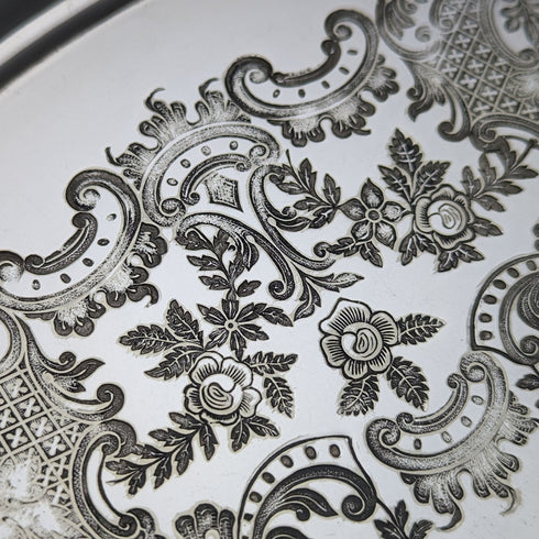 1907 年左右英國古董鍍銀薩爾瓦直徑 32 厘米亨利·阿特金斯