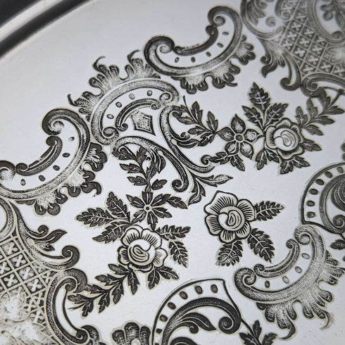 Around 1907 British Antique Silver Plated Salva Diameter 32cm Henry Atkins