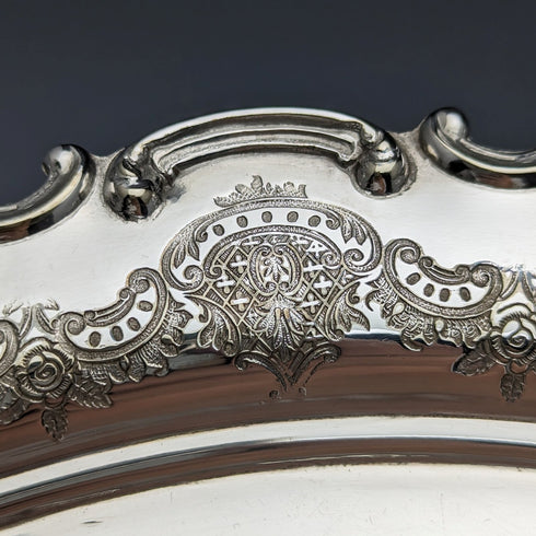 1907 年左右英國古董鍍銀薩爾瓦直徑 32 厘米亨利·阿特金斯