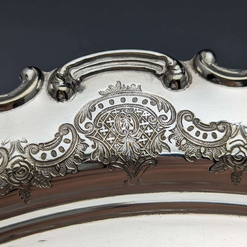 Around 1907 British Antique Silver Plated Salva Diameter 32cm Henry Atkins