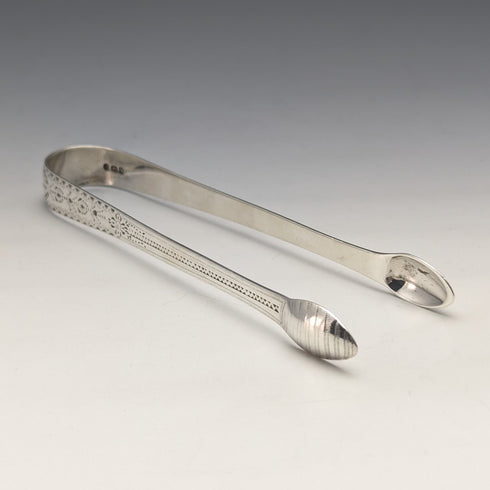 1791 Georgian British Antique Sterling Silver Sugar Tong 33g Samuel Godbehere & Edward Wigan
