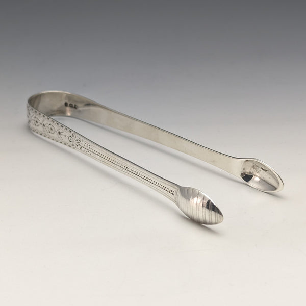 1791 Georgian British Antique Sterling Silver Sugar Tong 33g Samuel Godbehere & Edward Wigan