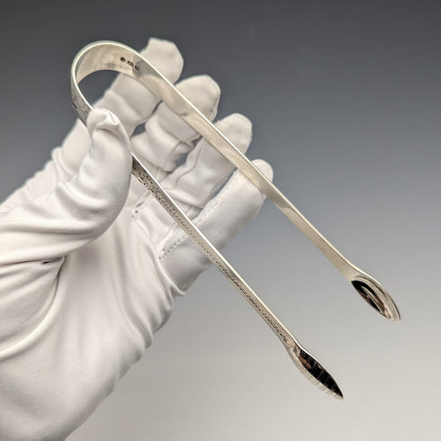 1791 Georgian British Antique Sterling Silver Sugar Tong 33g Samuel Godbehere & Edward Wigan