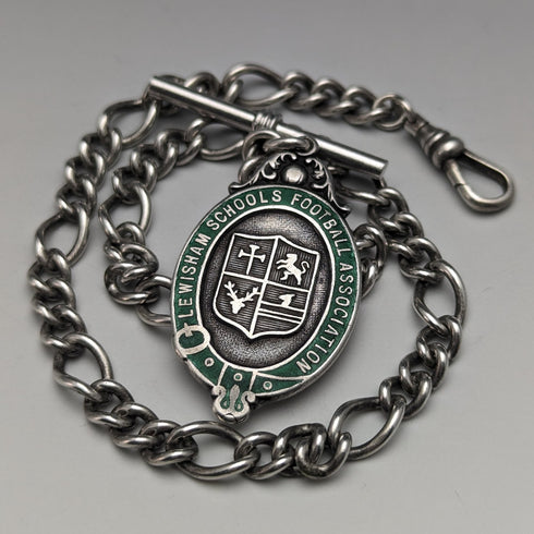 英國復古純銀阿爾伯特鏈 36 克純銀獎章鏈扣