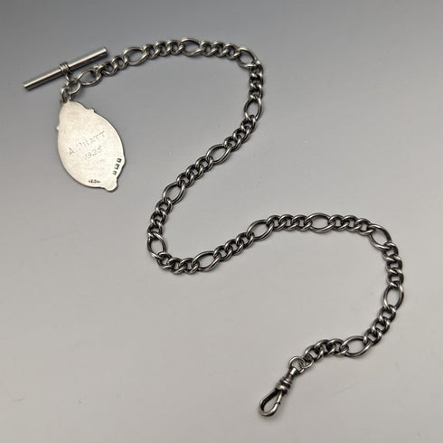 英國復古純銀阿爾伯特鏈 36 克純銀獎章鏈扣